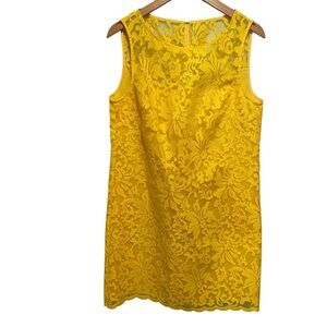 Donna Morgan Vibrant Yellow Floral Lace Design‎ Mini Dress Size 6